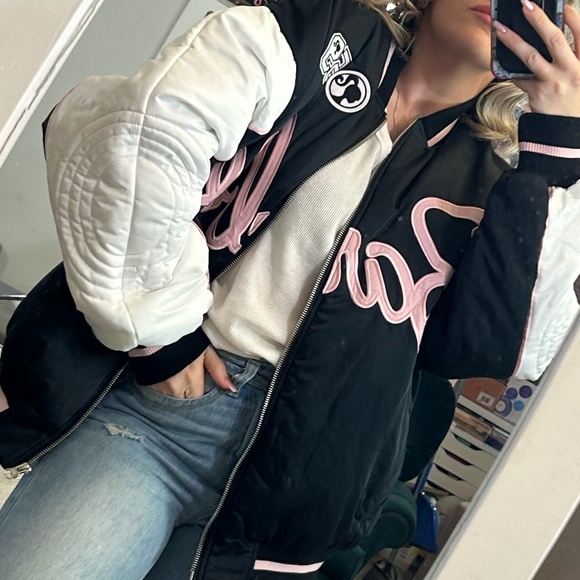 NWT Barbie + Boohoo Barbie Varsity Jacket - Picture 9 of 11